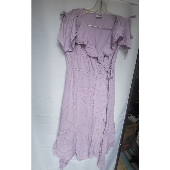 Shoreline Gorgeous Lightweight Flutter Sleeve Wrap Dress Lavendar Maxi Rayon XL - Picture 3 of 9